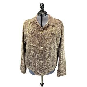 CHAPS Snake Skin Print Denim Stretch Cotton Women's Jacket Size XL